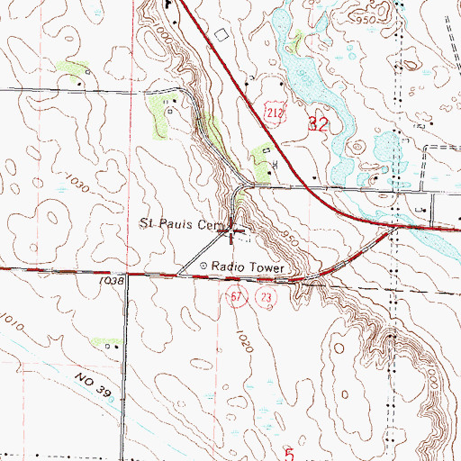 Topographic Map of Saint Pauls Cemetery, MN