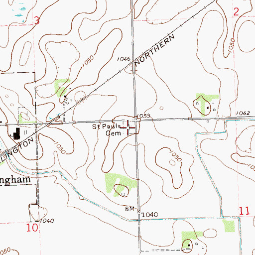Topographic Map of Saint Pauls Cemetery, MN
