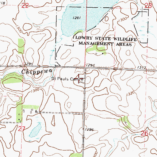 Topographic Map of Saint Pauls Cemetery, MN