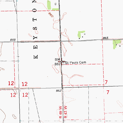 Topographic Map of Saint Pauls Lutheran Cemetery, MN