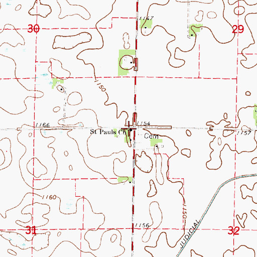 Topographic Map of Saint Pauls Church, MN