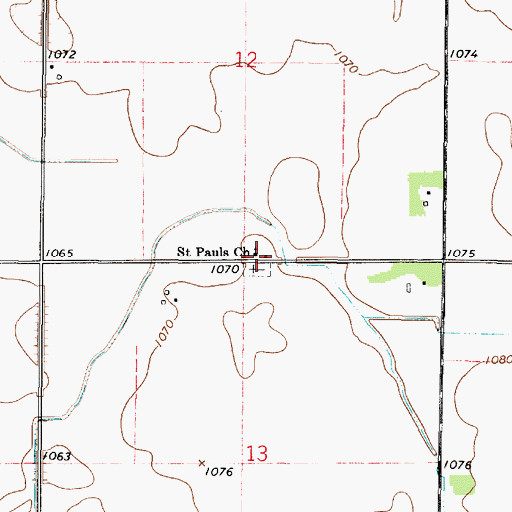 Topographic Map of Saint Pauls Church, MN