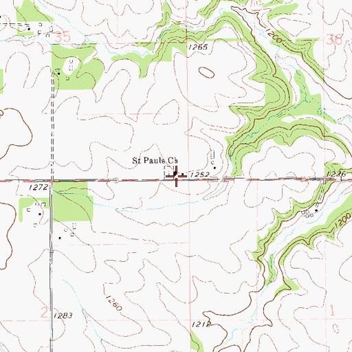 Topographic Map of Saint Pauls Church, MN
