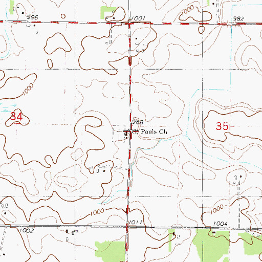 Topographic Map of Saint Pauls School, MN