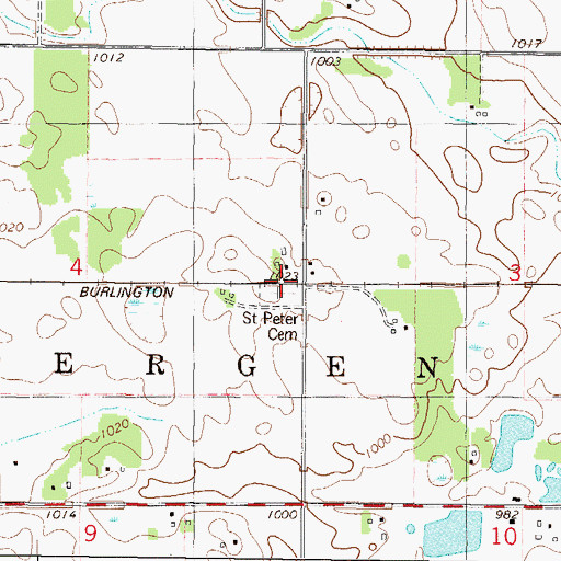 Topographic Map of Saint Peter School, MN