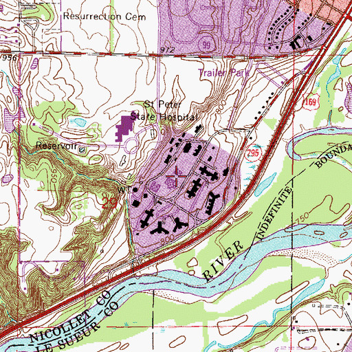 Topographic Map of Minnesota / Saint Peter Regional Treatment Center, MN