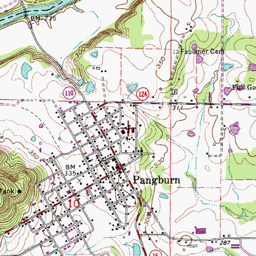 Topographic Map of Pangburn High School, AR