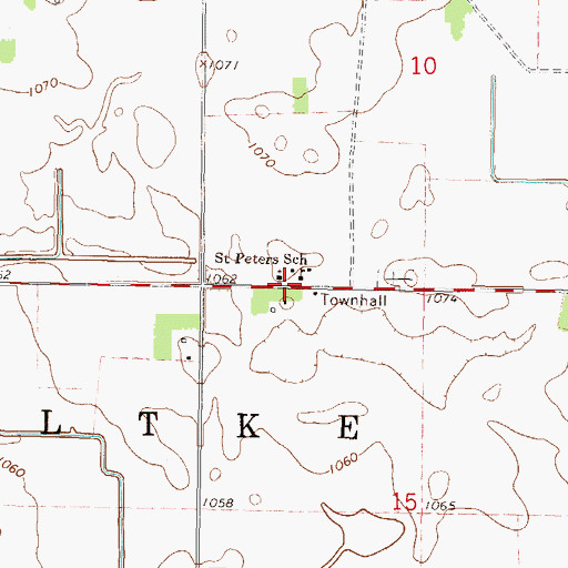 Topographic Map of Saint Peters School, MN