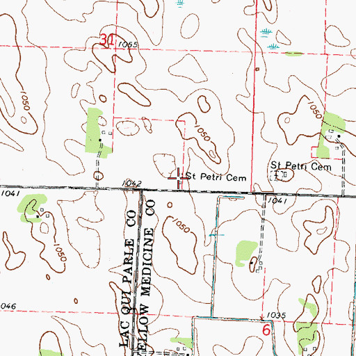 Topographic Map of Saint Petri Cemetery West, MN