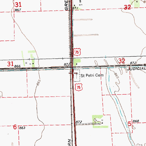 Topographic Map of Saint Petri Cemetery, MN