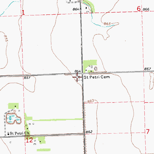 Topographic Map of Saint Petri Cemetery, MN