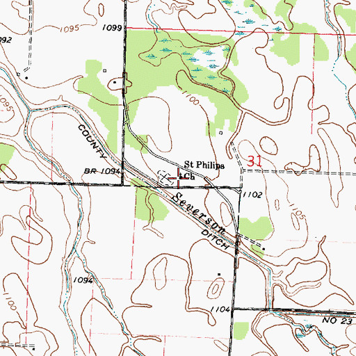 Topographic Map of Saint Philips Church, MN