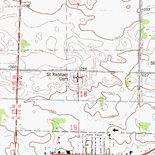 Topographic Map of Saint Rachael Cemetery, MN