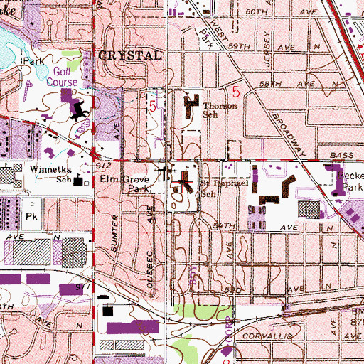 Topographic Map of Saint Raphael School, MN