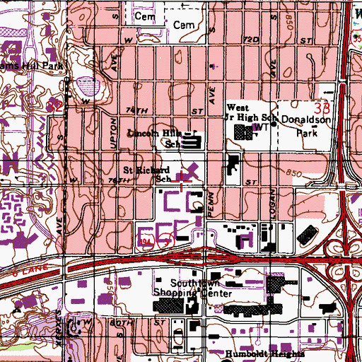 Topographic Map of Saint Richard School, MN
