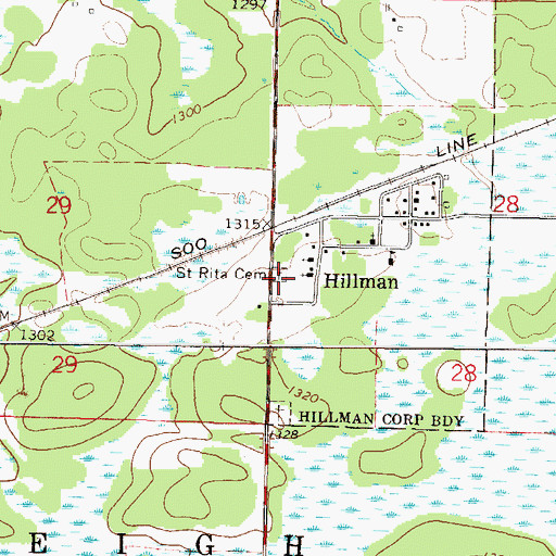 Topographic Map of Saint Rita Cemetery, MN