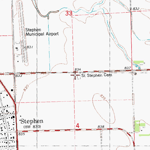 Topographic Map of Saint Stephen Cemetery, MN