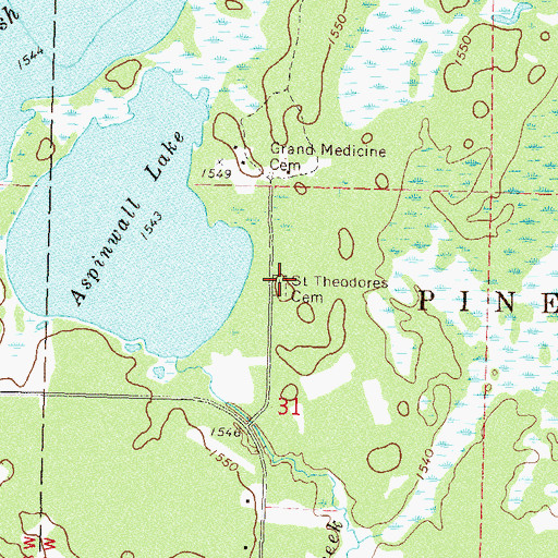 Topographic Map of Saint Theodores Cemetery, MN