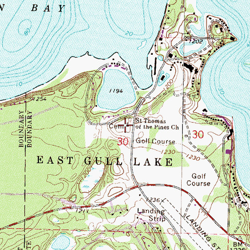 Topographic Map of Saint Thomas of the Pines Church, MN