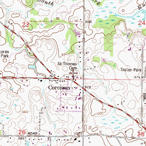 Topographic Map of Saint Thomas Cemetery, MN
