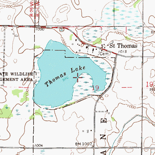 Topographic Map of Saint Thomas State Wildlife Management Area, MN