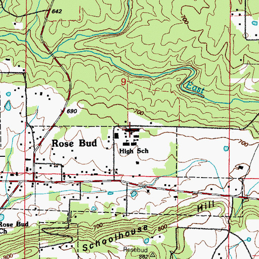 Topographic Map of Rose Bud Elementary School, AR
