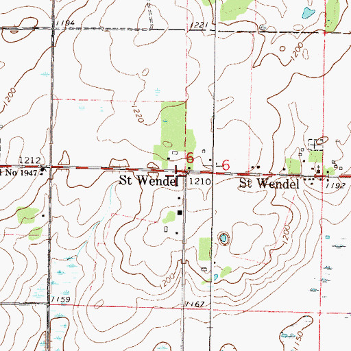Topographic Map of Saint Wendel, MN
