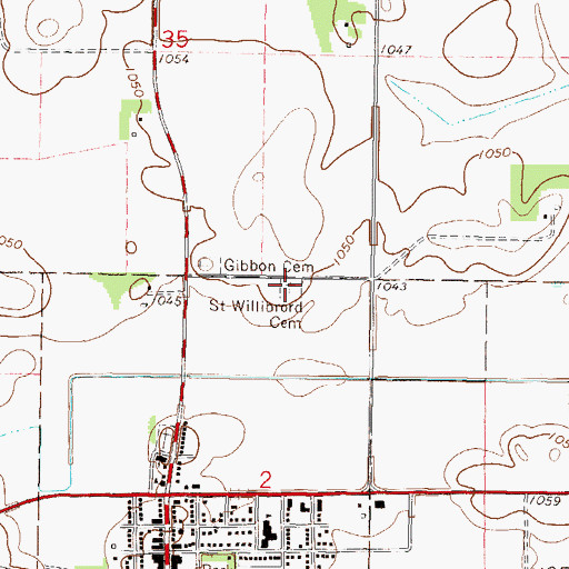 Topographic Map of Saint Willibrord Cemetery, MN