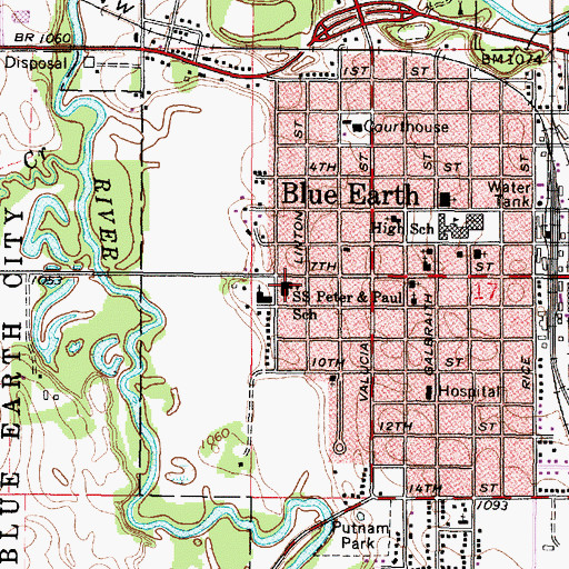 Topographic Map of Saints Peter and Paul School, MN