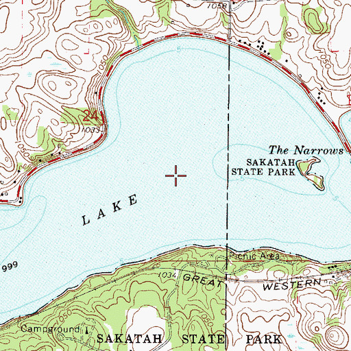Topographic Map of Sakatah Lake, MN