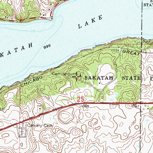 Topographic Map of Sakatah State Park, MN