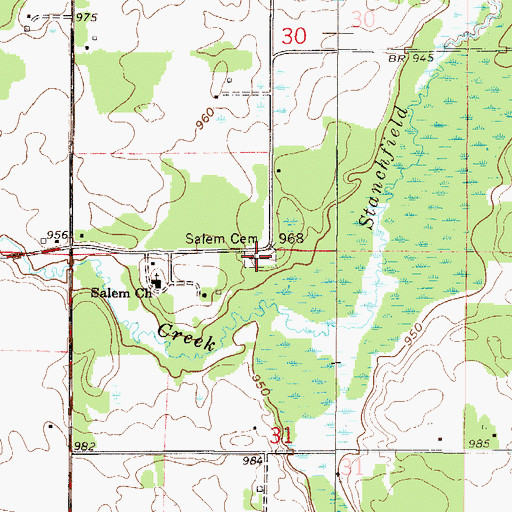 Topographic Map of Salem Cemetery, MN