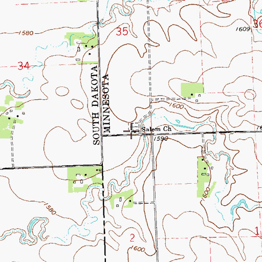 Topographic Map of Salem Church, MN