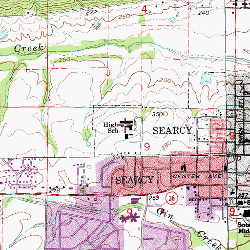Topographic Map of Searcy High School, AR