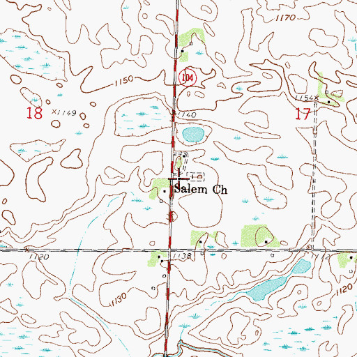 Topographic Map of Salem Church, MN
