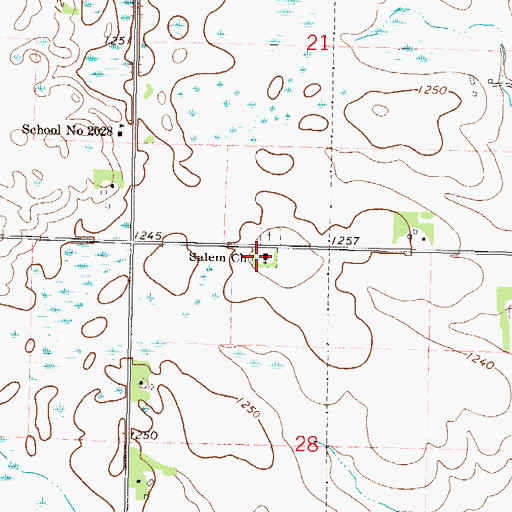 Topographic Map of Salem Church, MN