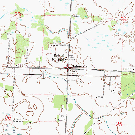 Topographic Map of Salem Church, MN