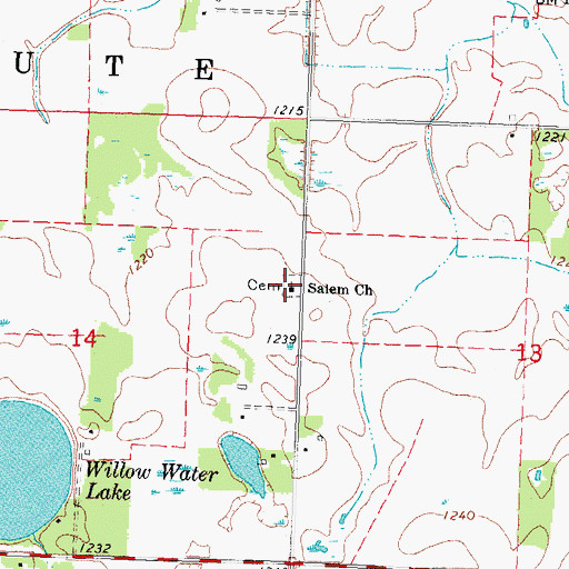 Topographic Map of Salem Church, MN