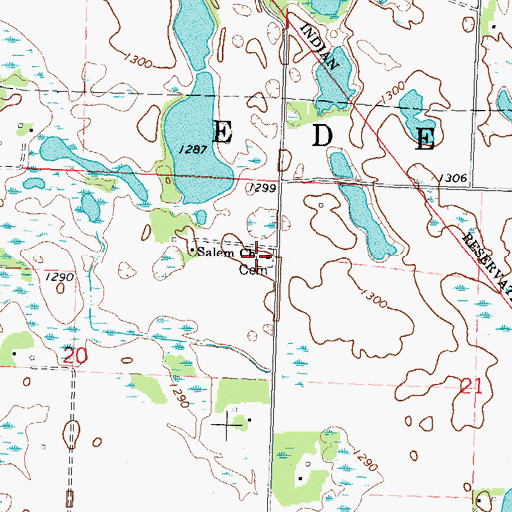 Topographic Map of Salem Church, MN
