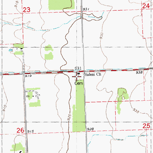 Topographic Map of Salem Church, MN
