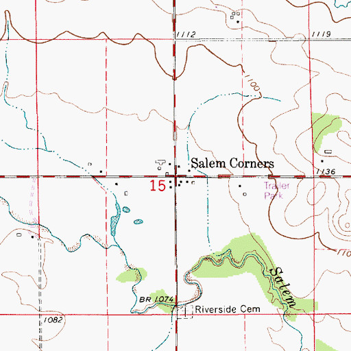 Topographic Map of Salem Corners, MN