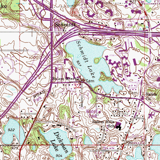 Topographic Map of Salem Kirche, MN