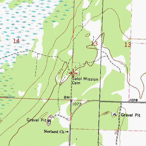 Topographic Map of Salol Mission Cemetery, MN