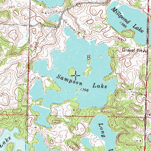 Topographic Map of Sampson Lake, MN