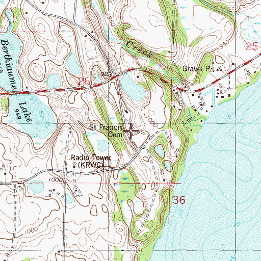 Topographic Map of Saint Francis Cemetery, MN