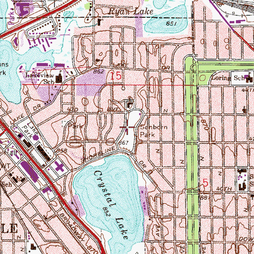 Topographic Map of Sanborn Park, MN