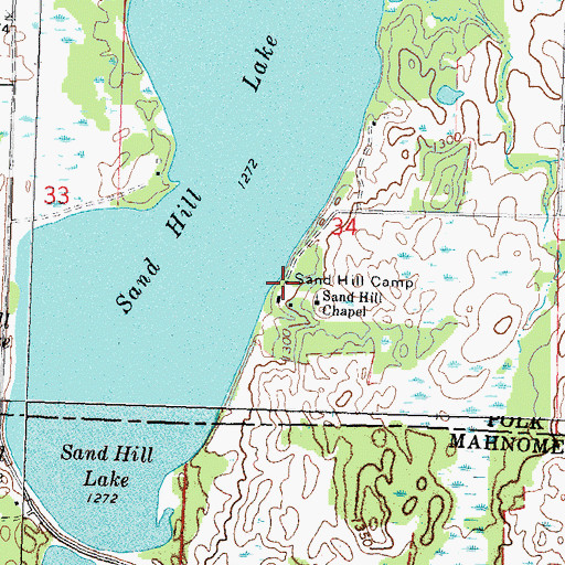 Topographic Map of Sand Hill Camp, MN