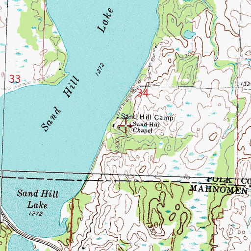 Topographic Map of Sand Hill Chapel, MN