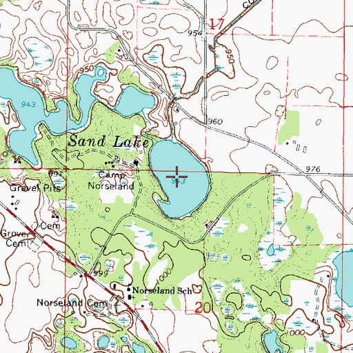 Topographic Map of Sand Lake, MN