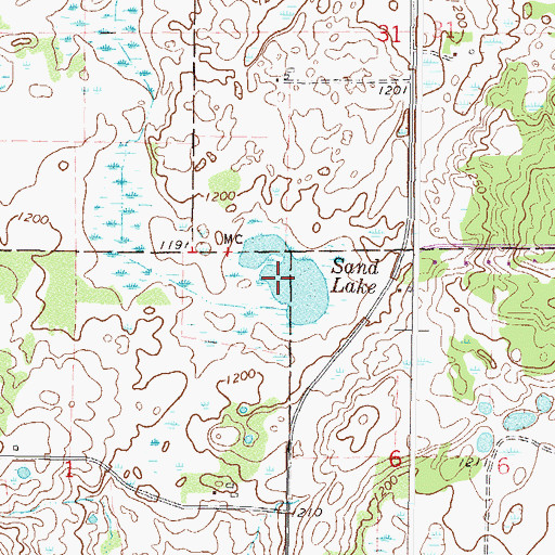 Topographic Map of Sand Lake, MN
